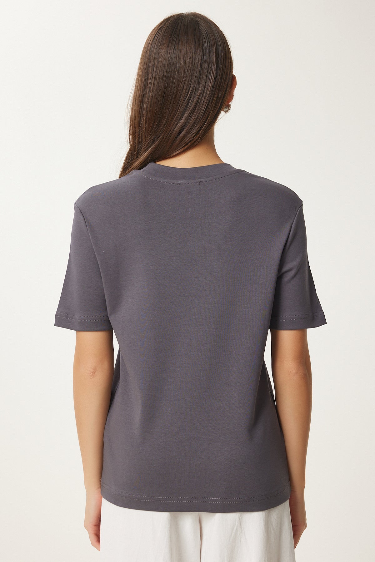 Siyah Füme 2'Li Paket Pamuklu Basic Örme T-Shirt AG00002