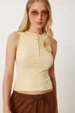 Sarı Düğmeli Fitilli Örme Bluz HF00471