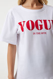Beyaz Baskılı Pamuklu Örme T-Shirt AN00196