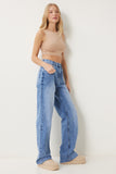 Mavi Yüksek Bel Geniş Paça Jeans FN03425