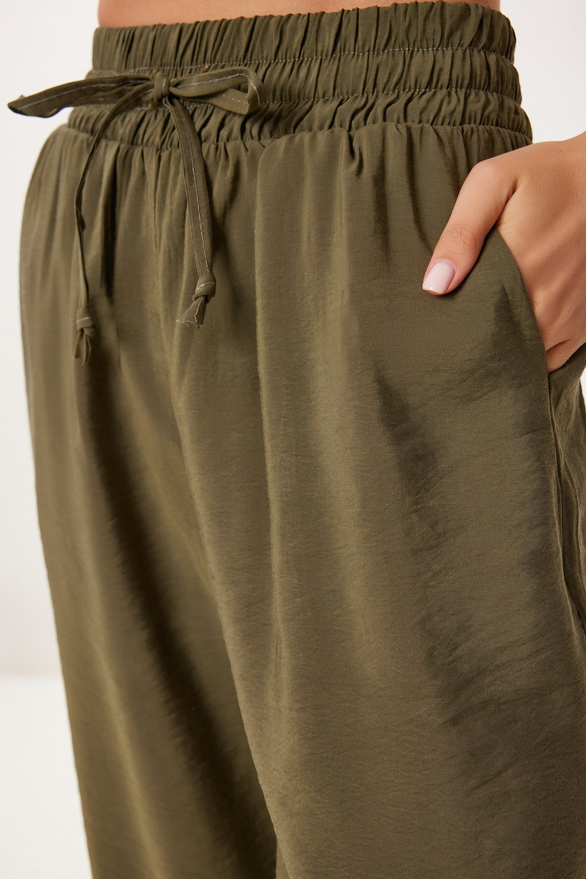 Haki Geniş Paça Yazlık Modal Pantolon BV00157