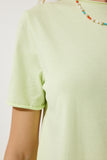 Açık Yeşil Bisiklet Yaka Basic Örme T-Shirt UB00229