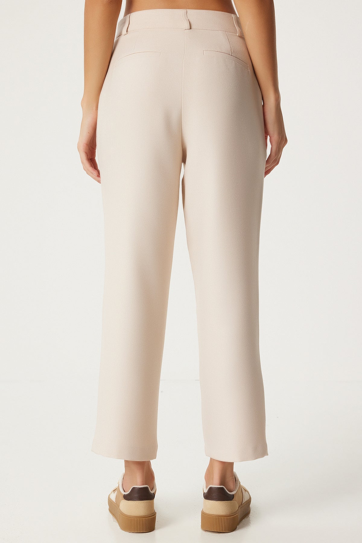 Krem Boru Paça Dokuma Pantolon  FN03310