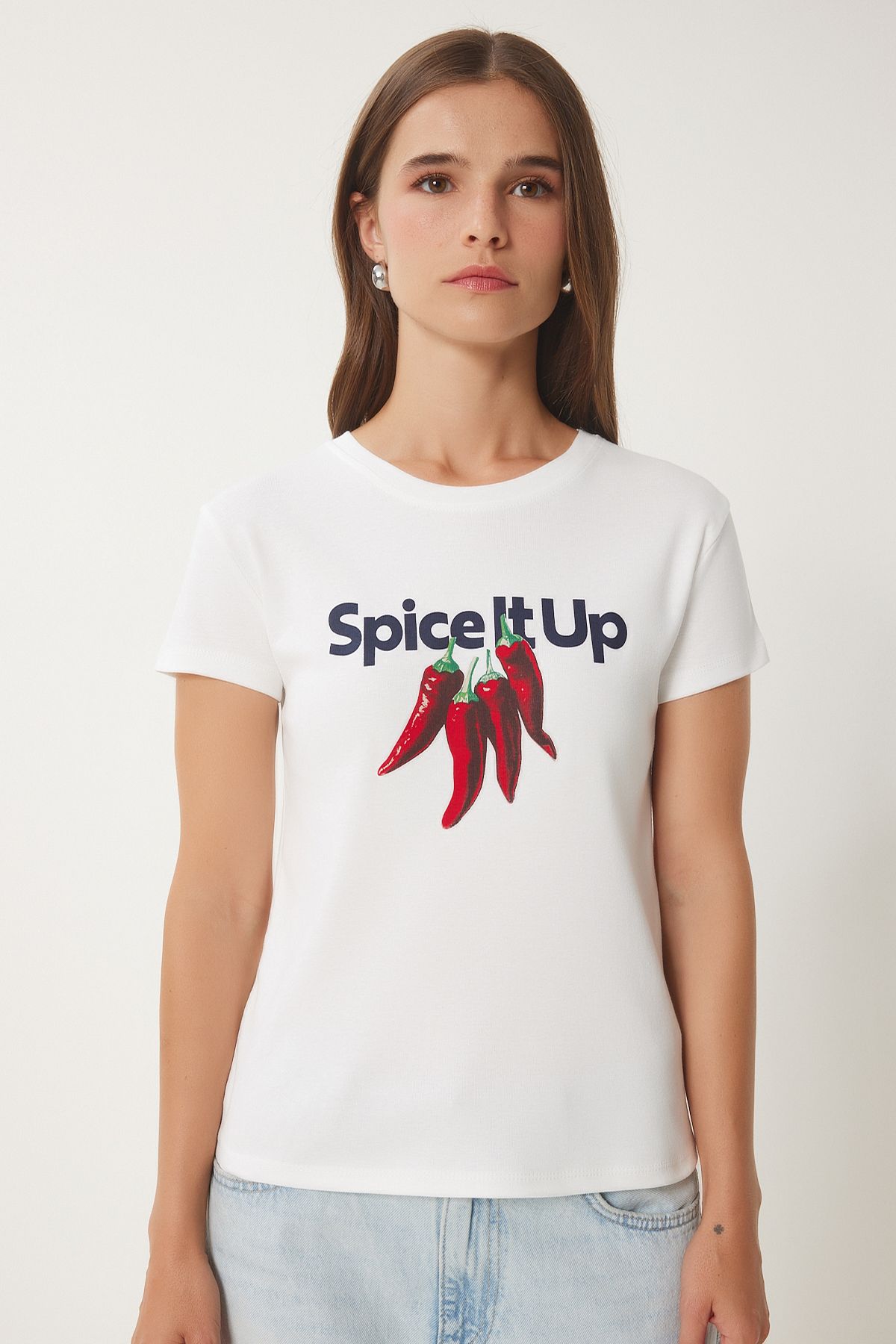 Kemik Baskılı Pamuklu Örme T-Shirt UB00381