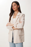Bej Vatkalı Keten Blazer Ceket XL00003