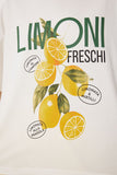 Ekru Limon Baskılı Pamuklu Örme T-Shirt YY00240