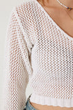 Ekru Ajurlu Crop Triko Bluz YY00212