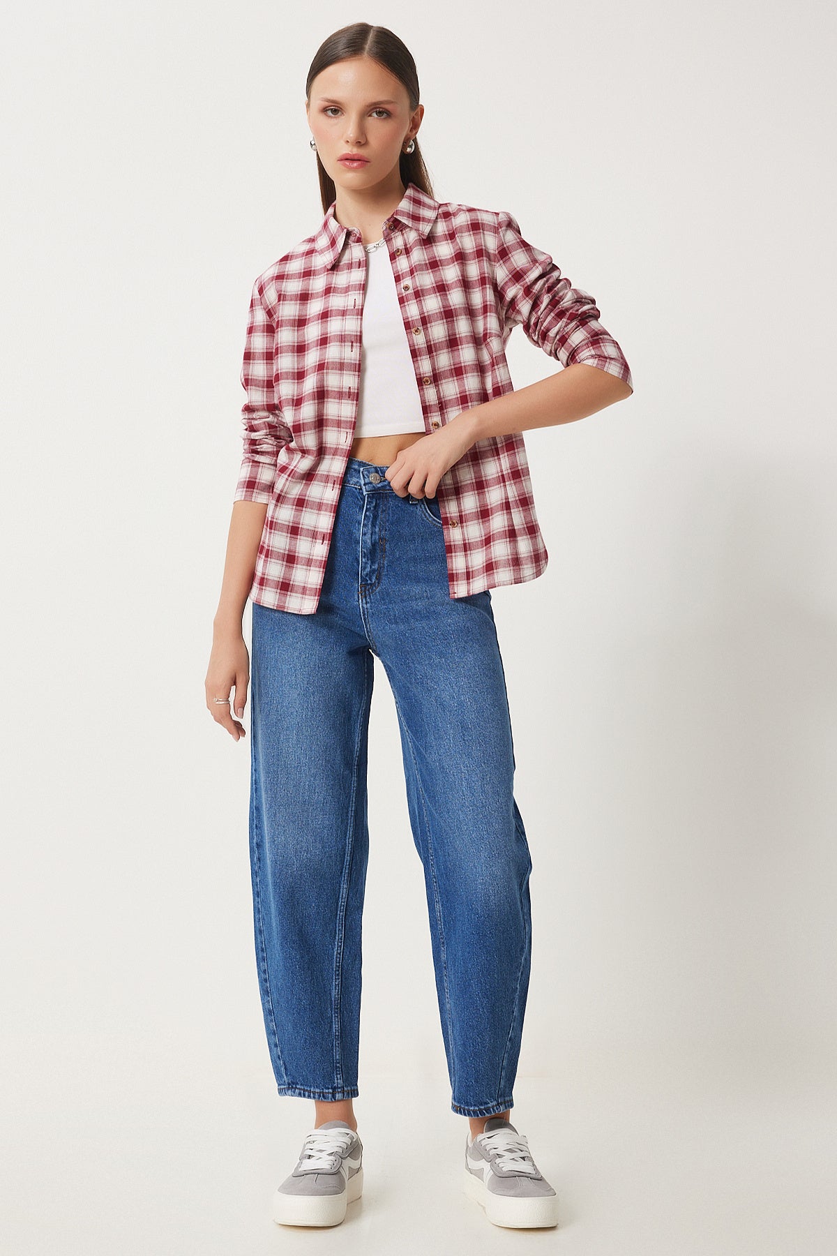 Mavi Yüksek Bel Baggy Jean UT00022