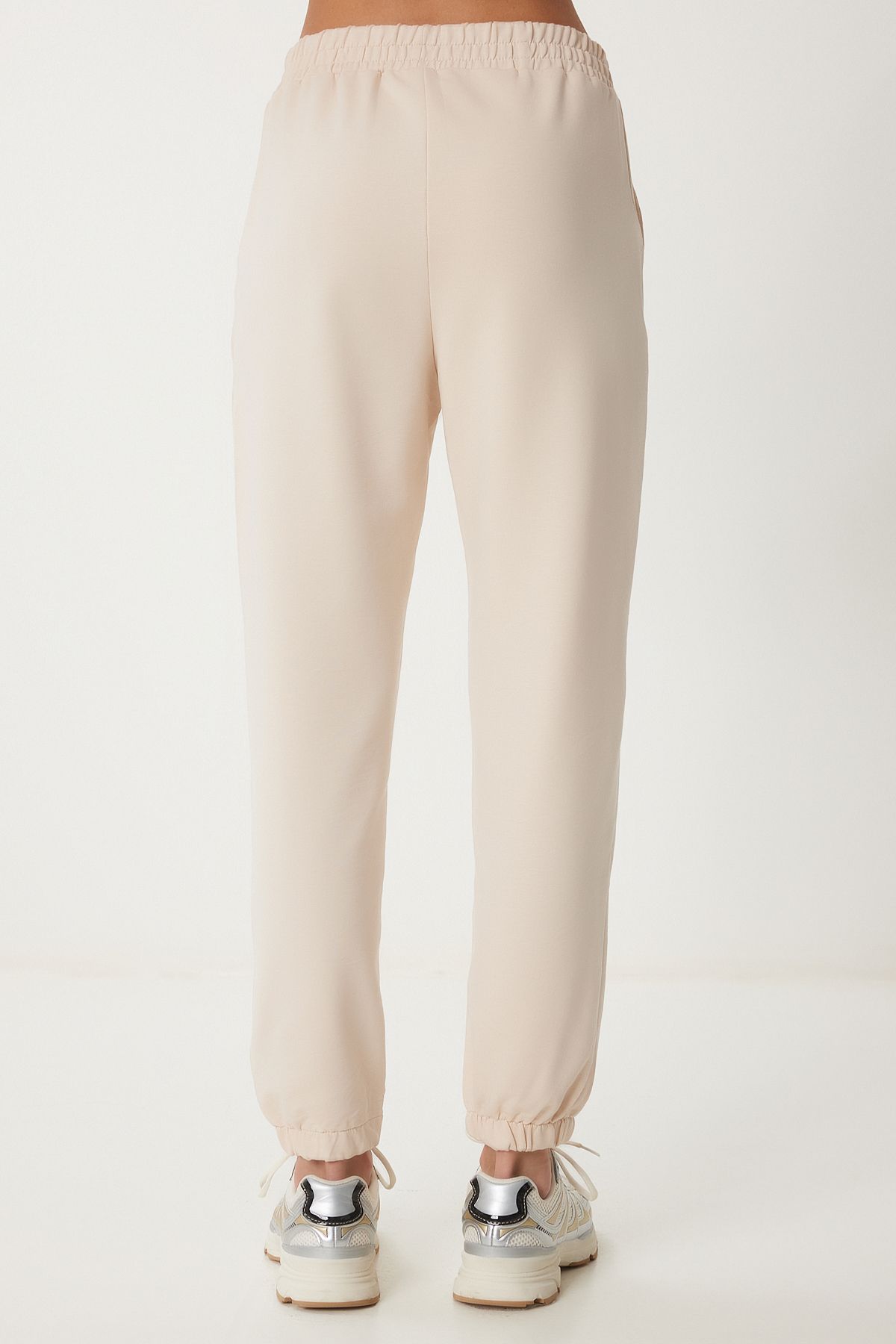 Krem Bisiklet Yaka Oversize Örme Eşofman Takımı FN03456