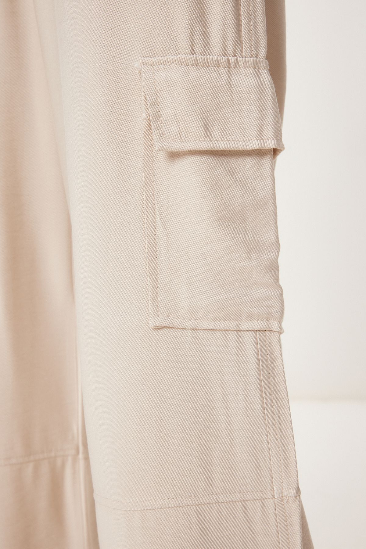 Krem Cepli Keten Kargo Pantolon MX00212