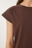 Kahverengi Basic Örme T-Shirt HW00017