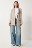 Bej Vatkalı Dokuma Blazer Ceket HL00005