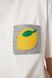 Ekru Nakış Cepli Pamuklu T-Shirt CR00450