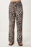 Siyah Bej Leopar Desenli Viskon Gömlek Pantolon Takım WF00140