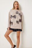 Vizon Kurdele Taş Detaylı Örme Sweatshirt VN00012