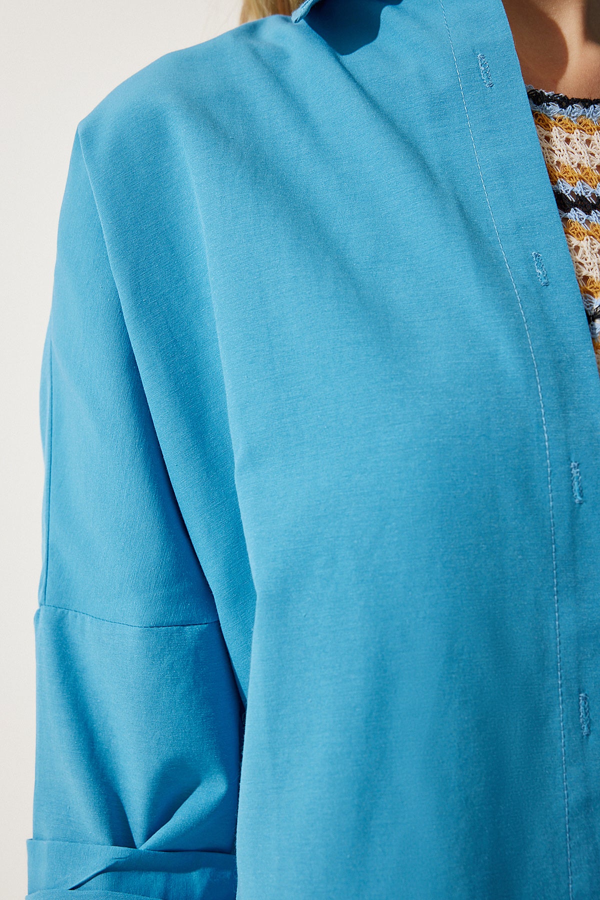 Mavi Oversize Uzun Basic Gömlek DD00842