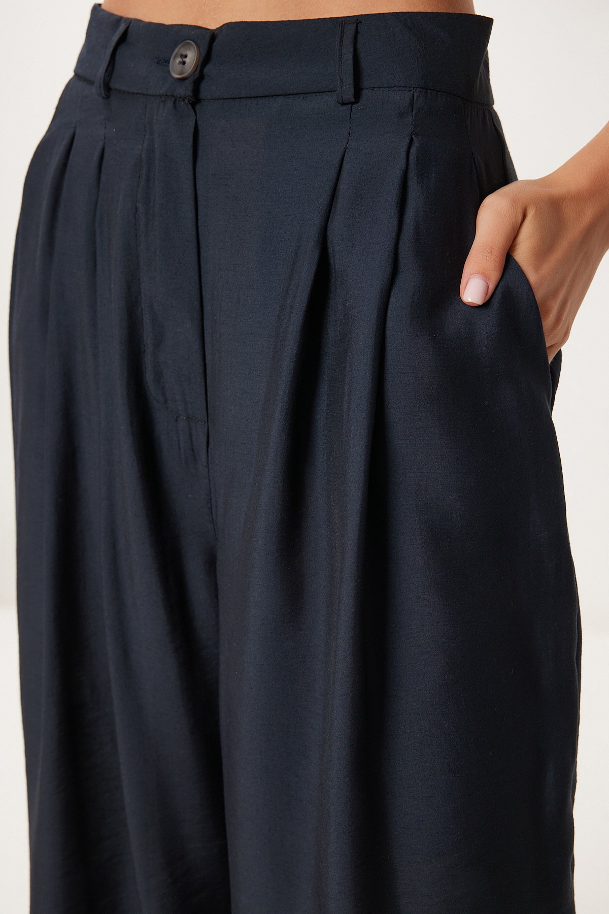 Lacivert Modal Palazzo Pantolon BV00156