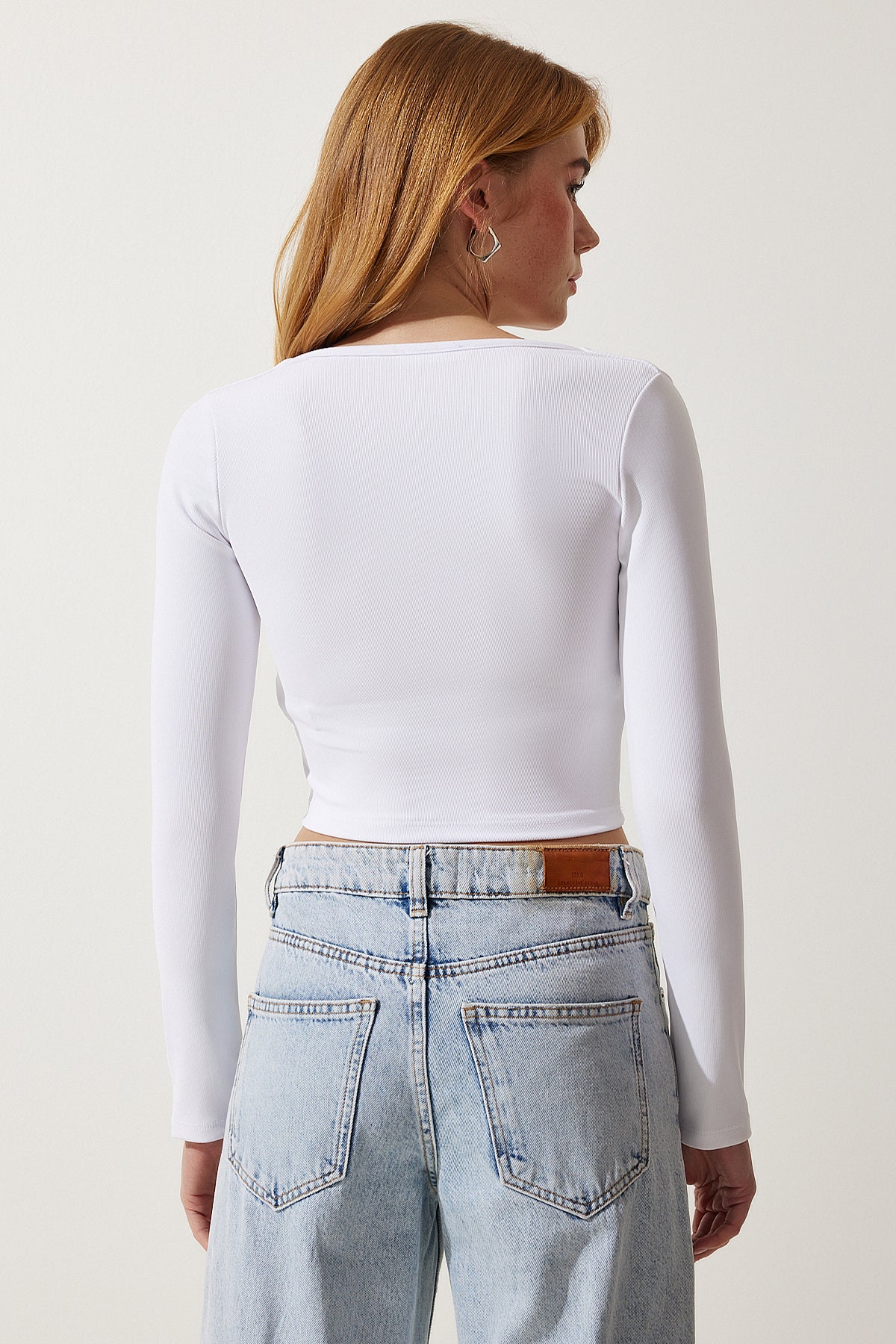 Siyah Beyaz Kare Yaka Fitilli 2'Li Paket Crop Örme Bluz AN00180