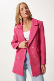 Koyu Pembe Düğmeli Blazer Tüvit Ceket  WF00004