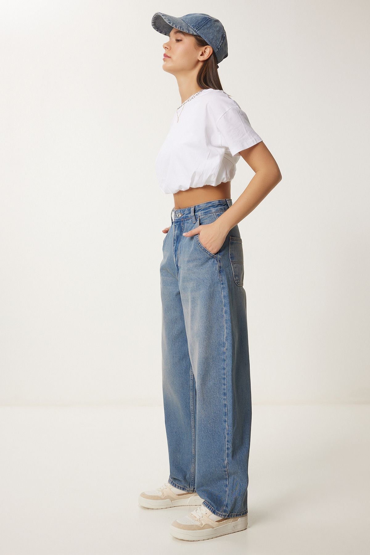 Mavi Yıkamalı Baggy Jean OK00064