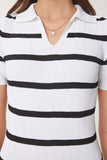 Beyaz Polo Yaka Fitilli Saran Triko Elbise OW00029