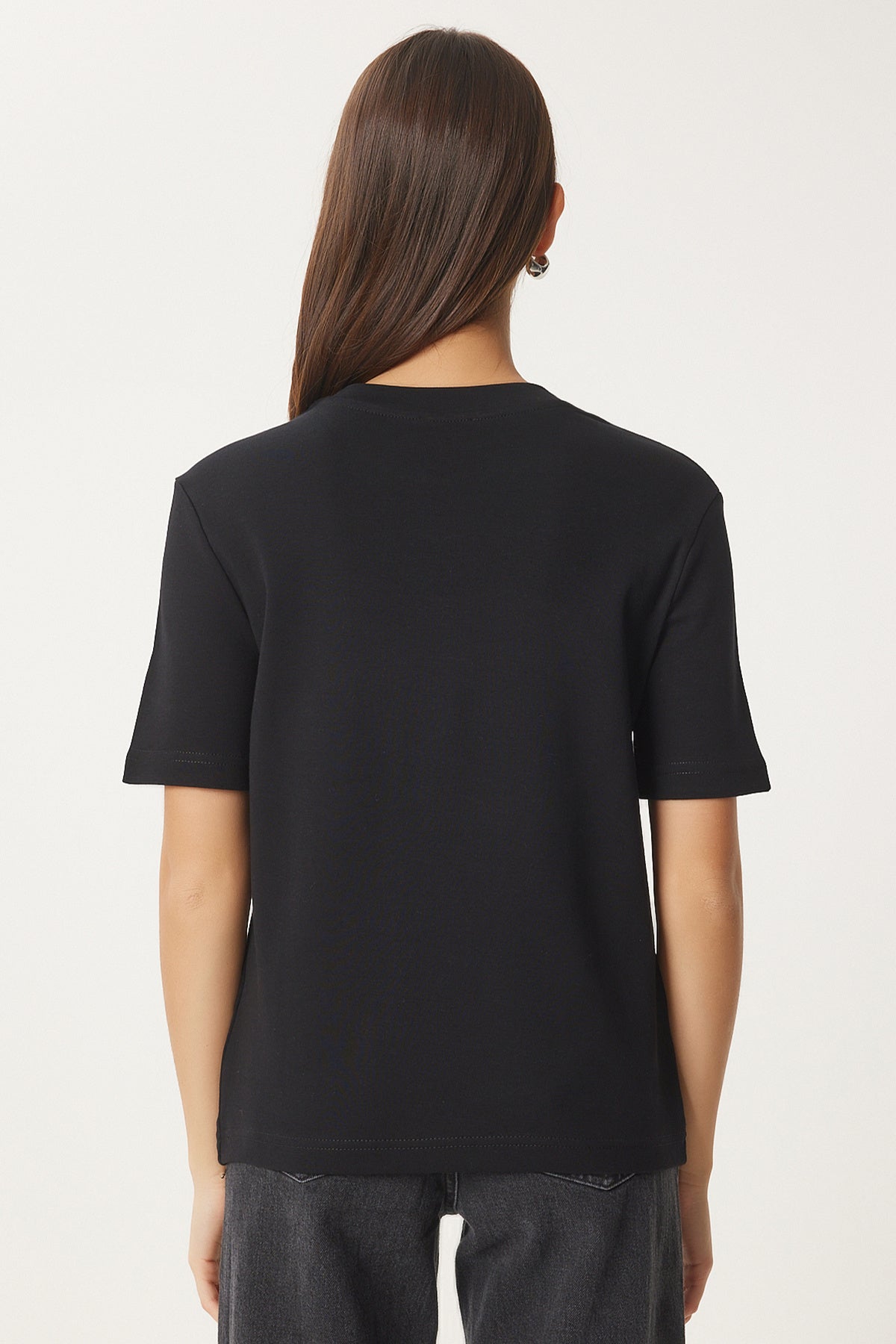 Siyah Beyaz 2'Li Paket Pamuklu Basic Örme T-Shirt AG00002