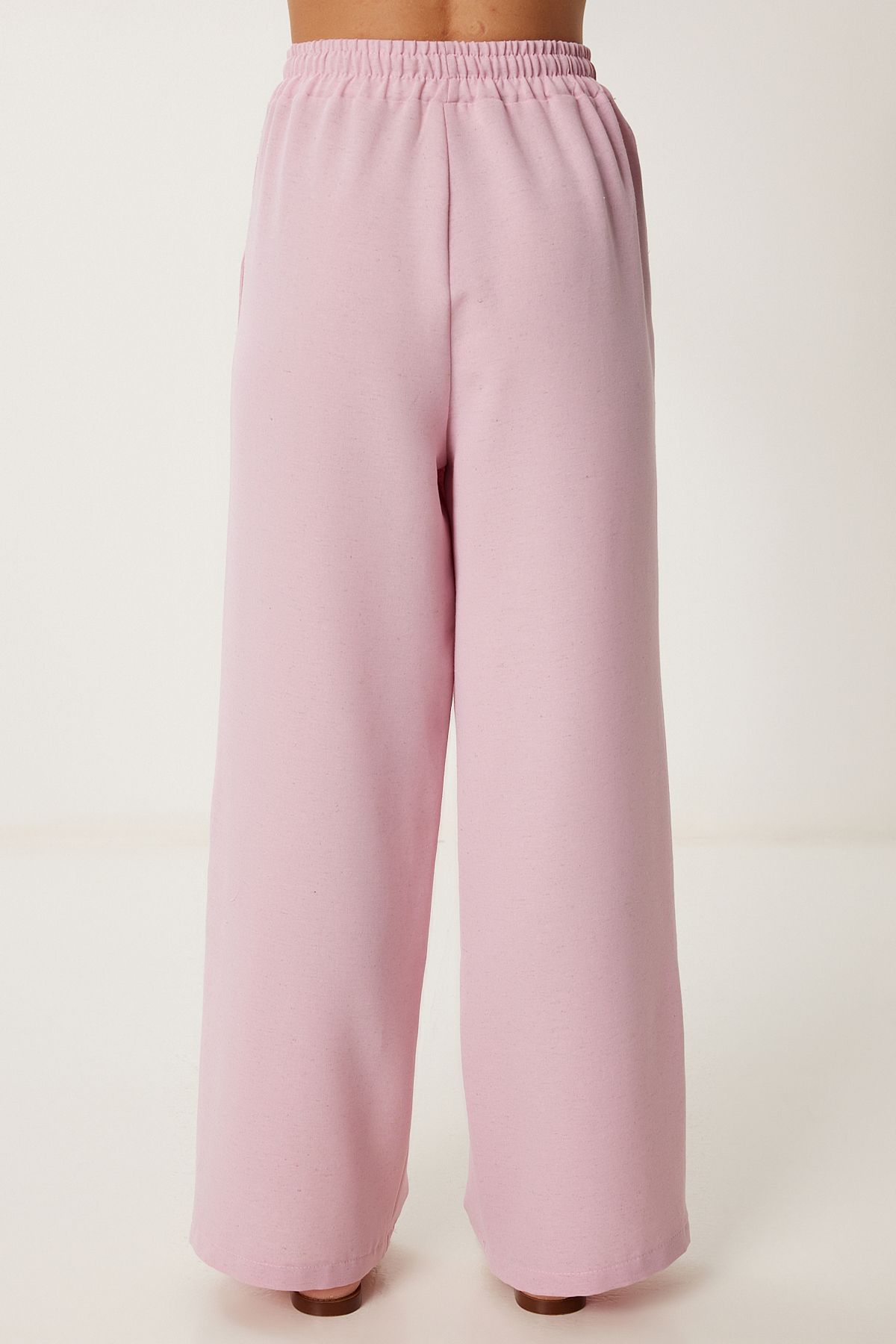 Şeker Pembe Geniş Paça Keten Pantolon DP00261