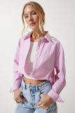 Pembe Bluz Detaylı Crop Gömlek RG00022