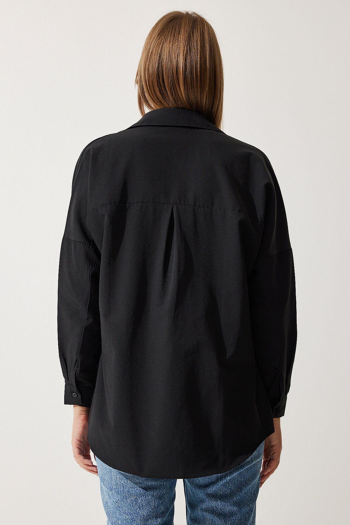 Siyah Oversize Uzun Basic Gömlek DD00842