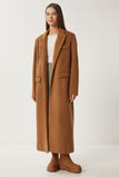 Camel Kruvaze Yaka Kaşe Kaban FN03397