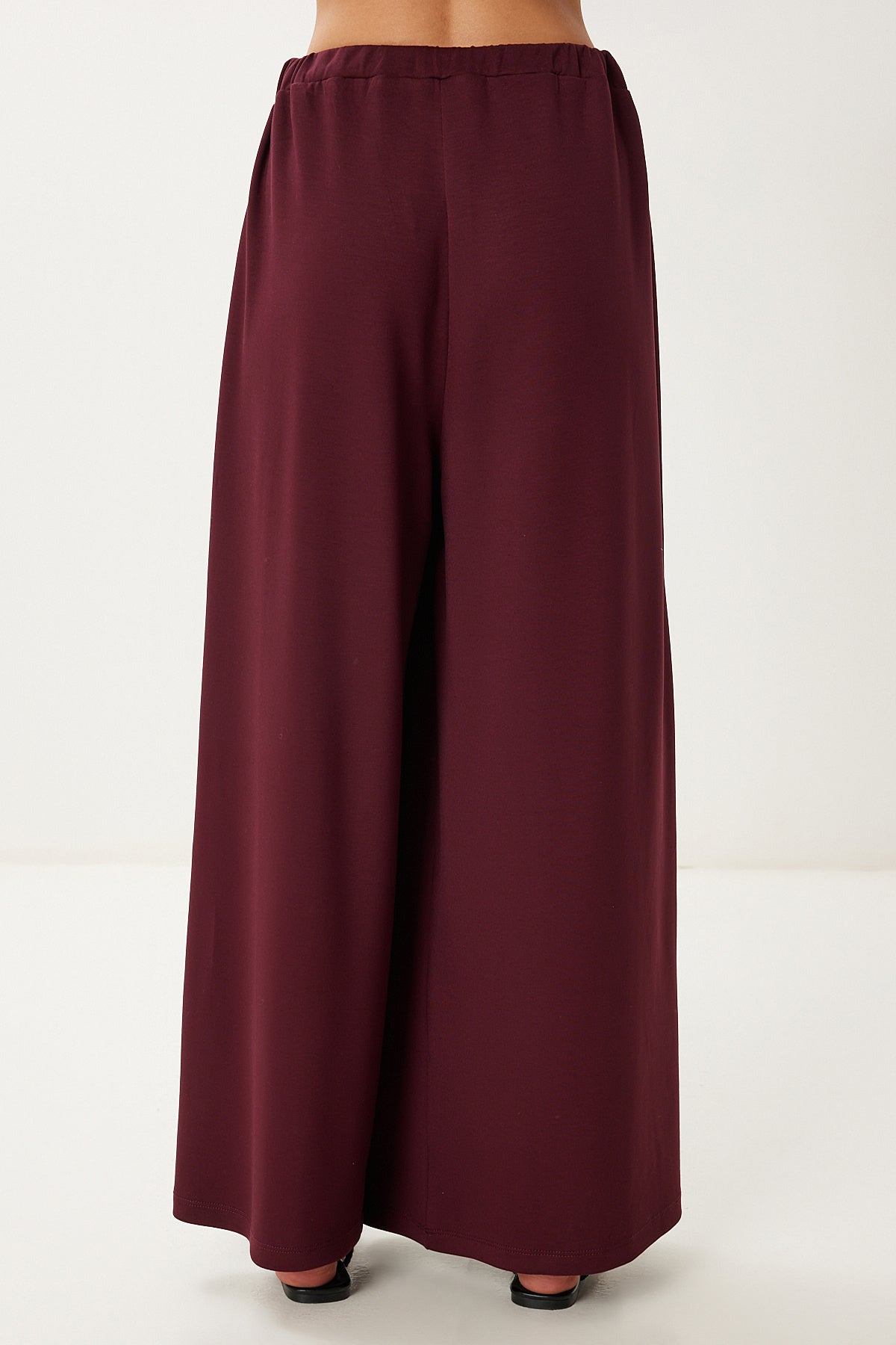 Bordo Etek Görünümlü Esnek Örme Şalvar Pantolon CR00520