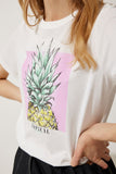 Beyaz Baskılı %100 Pamuk Örme T-Shirt WO00037