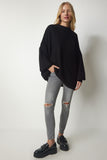 Siyah Oversize Basic Triko Kazak mx00126