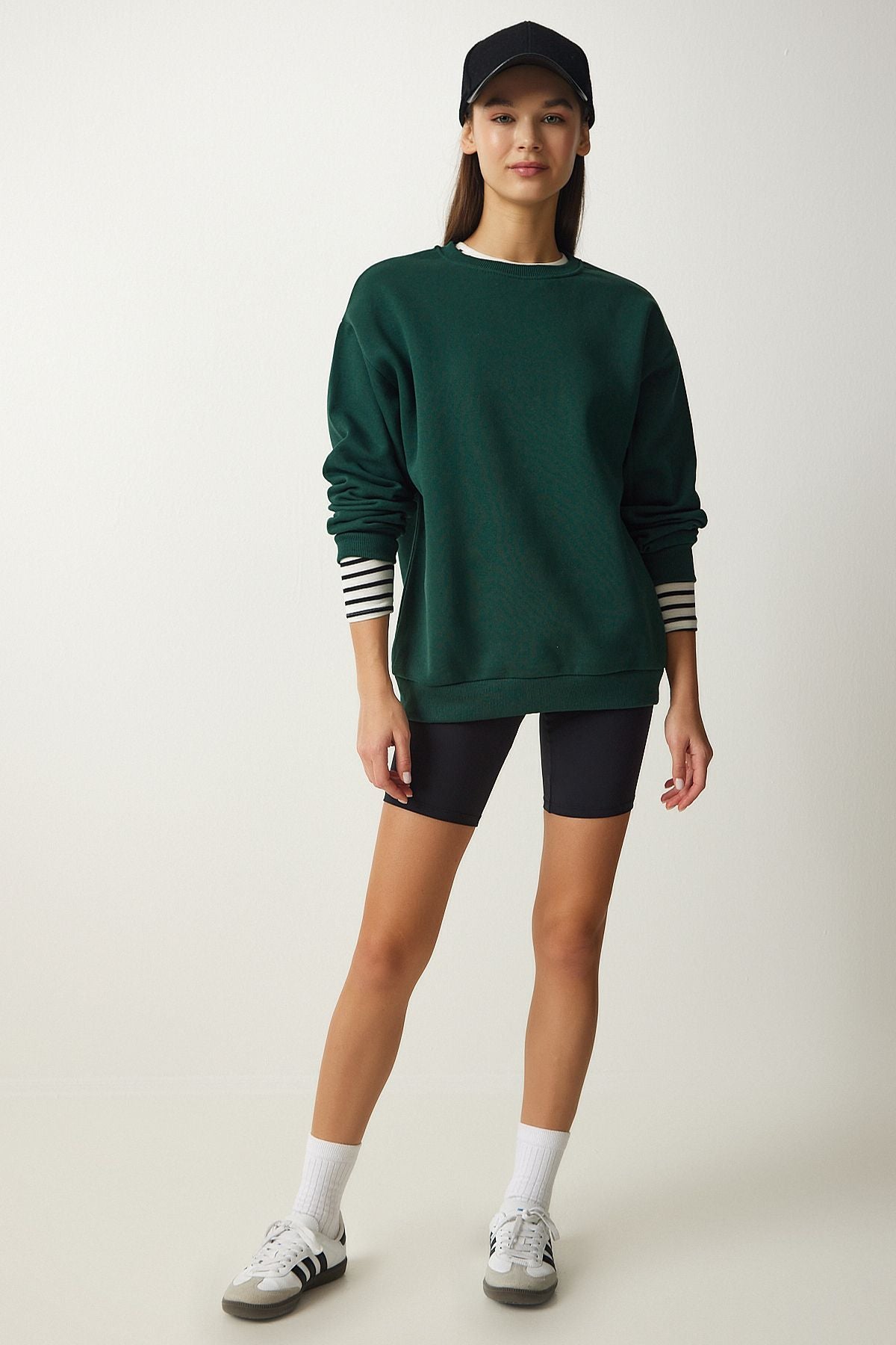 Zümrüt Yeşili Şardonlu Basic Sweatshirt OW00001