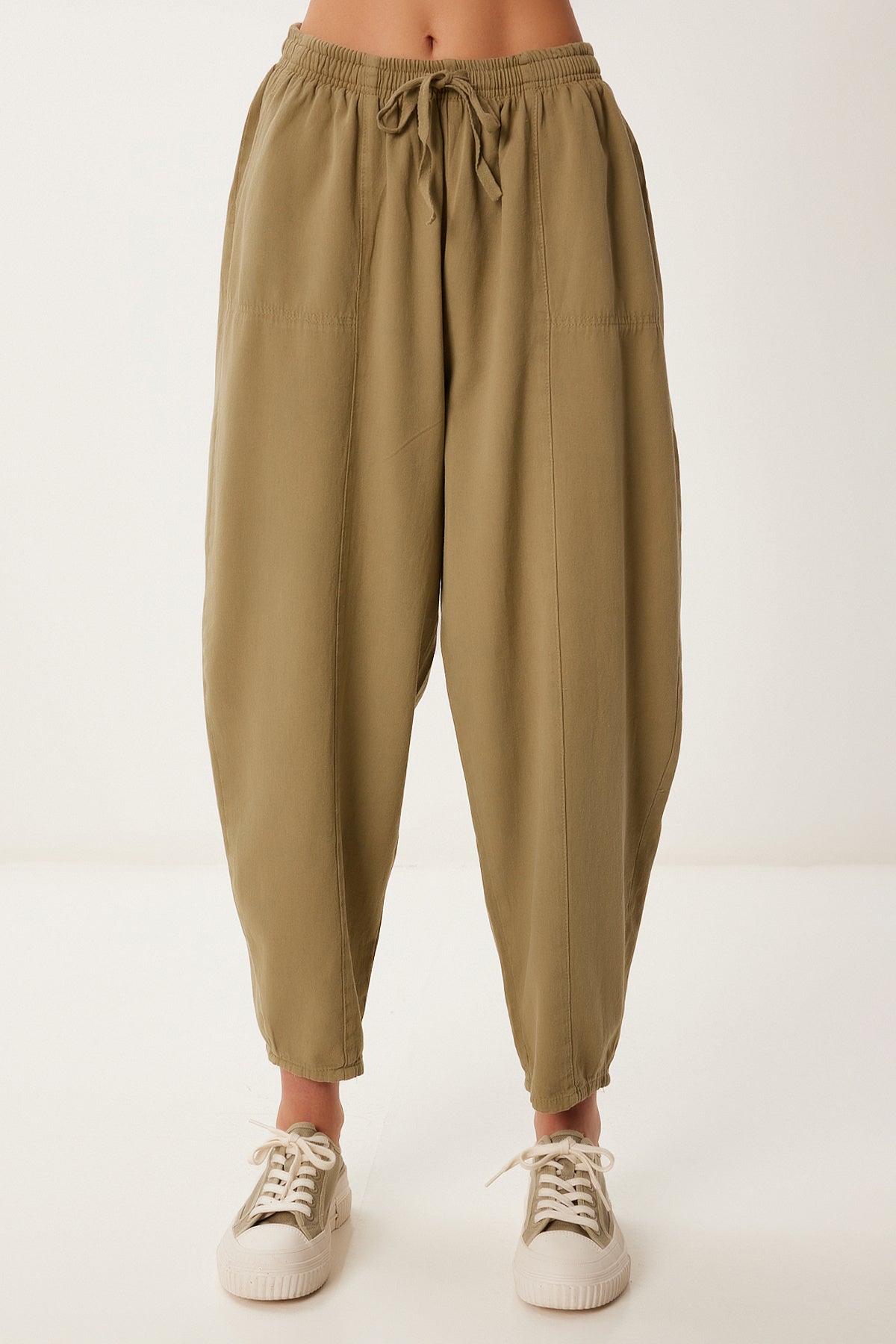 Zeytin Yeşili Cepli Gabardin Şalvar Pantolon MX00205