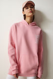 Açık Pembe Kapüşonlu Baskılı Şardonlu Sweatshirt OW00007