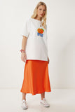 Oranj Midi Saten Etek DP00260
