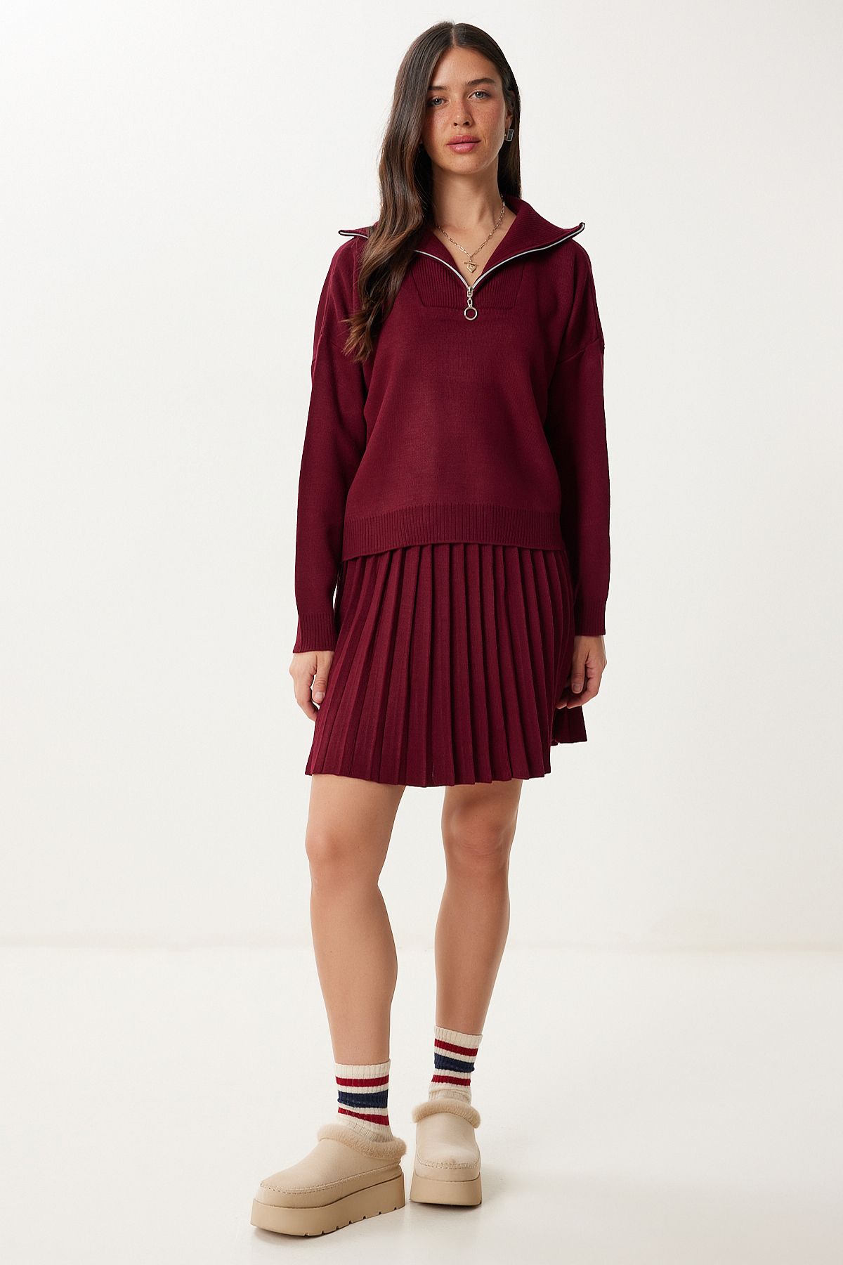 Bordo Triko Kazak Etek Takım PF00113