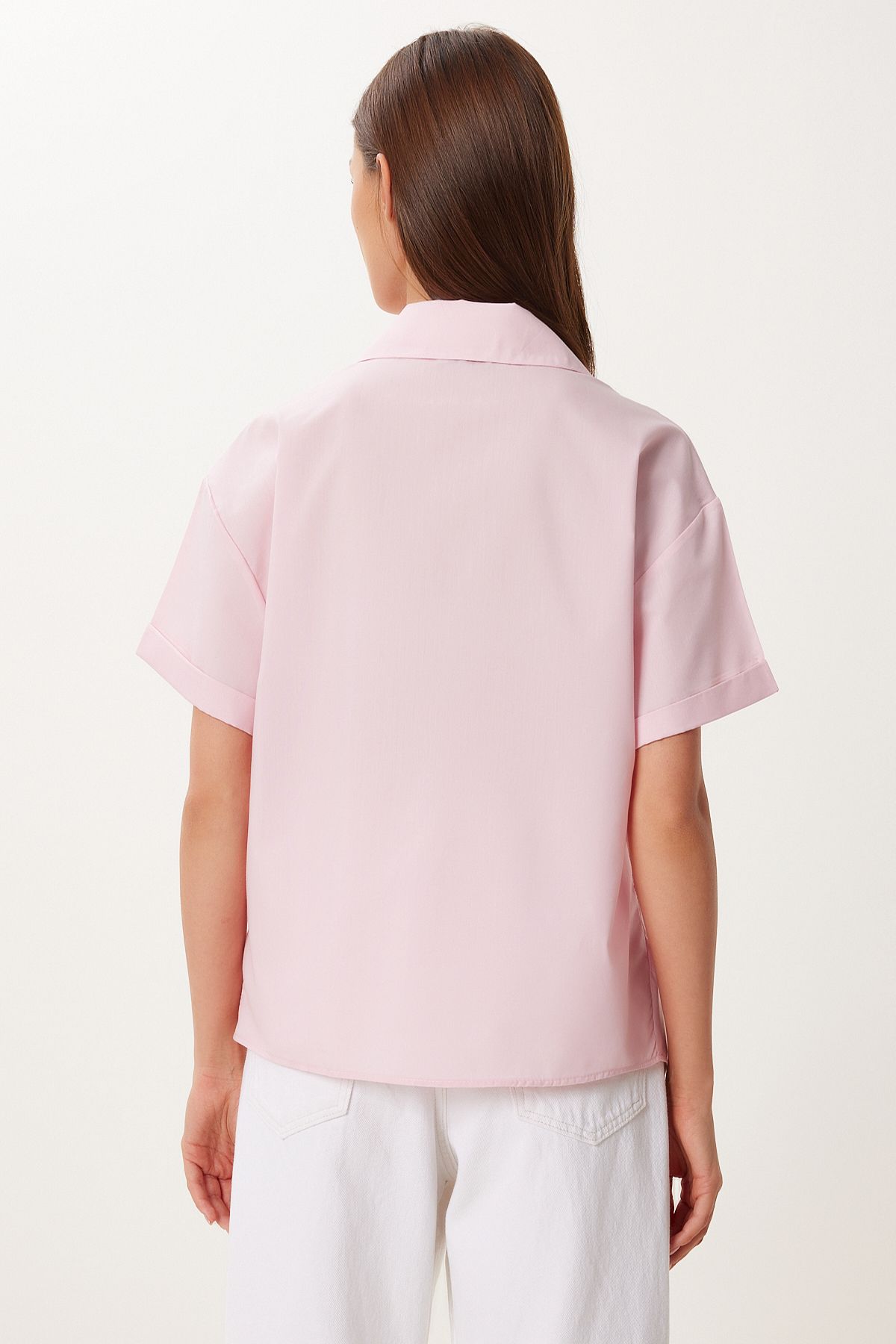 Pembe Bağlama Detaylı Poplin Gömlek BV00140
