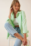 Açık Yeşil Oversize Uzun Basic Gömlek DD00842