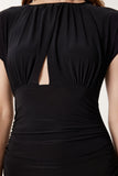 Siyah Vatkalı Cut Out Detaylı Mini Sandy Elbise Lİ00131