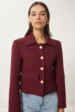 Bordo Tüvit Crop Ceket TO00039