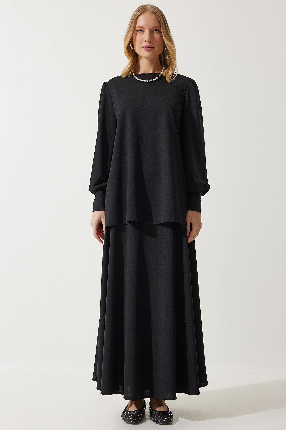Siyah Tunik Etek Örme Takım DD01317