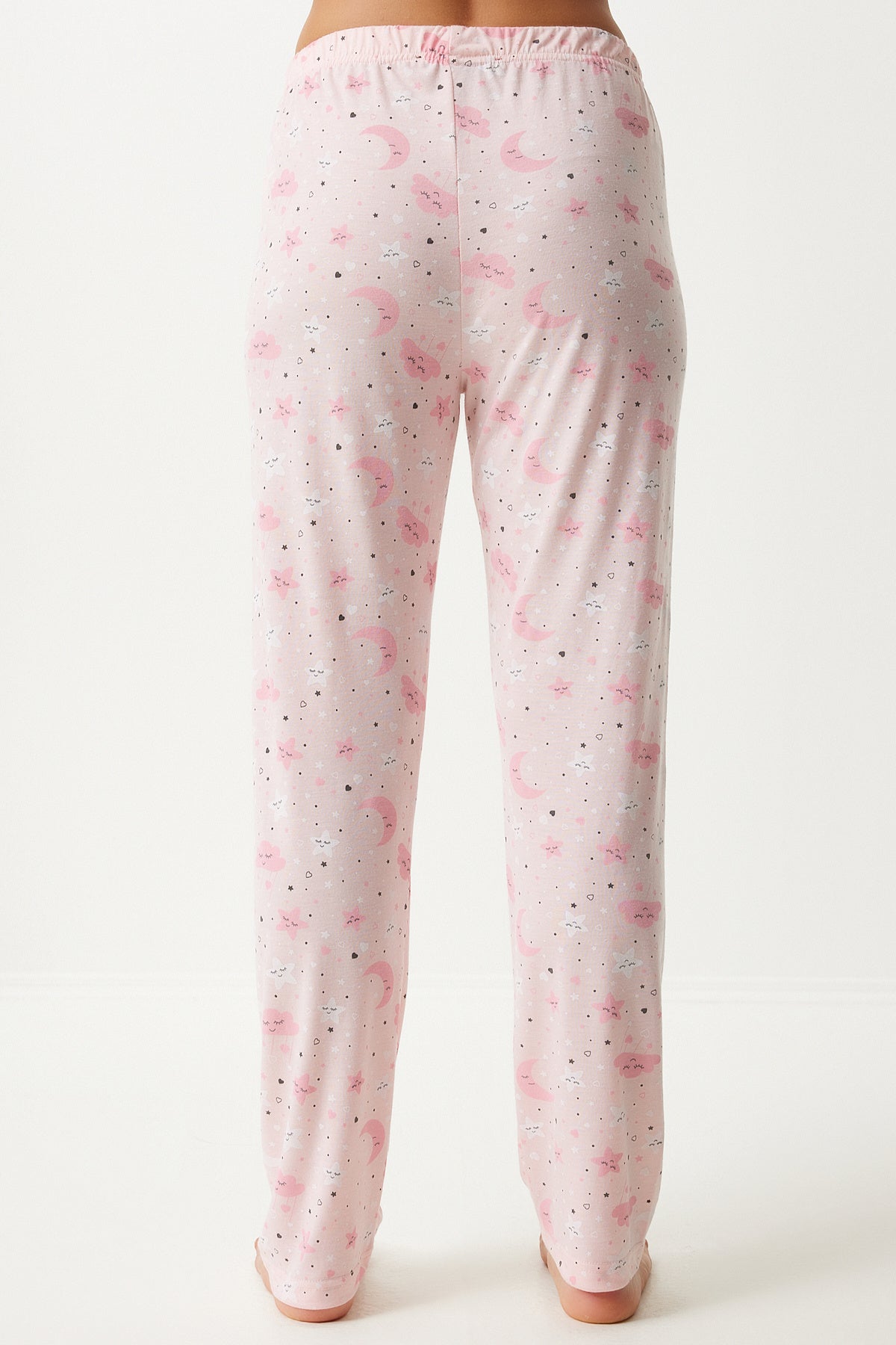 Açık Pembe Desenli Gömlek Pantolon Pijama Takımı EC00043