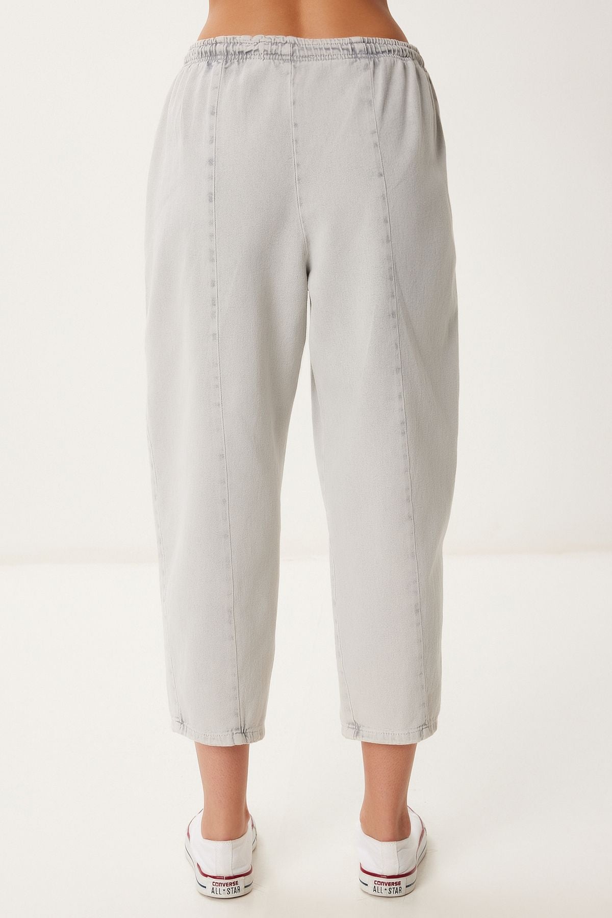 Gri Capri Rahat Gabardin Pantolon GP00019