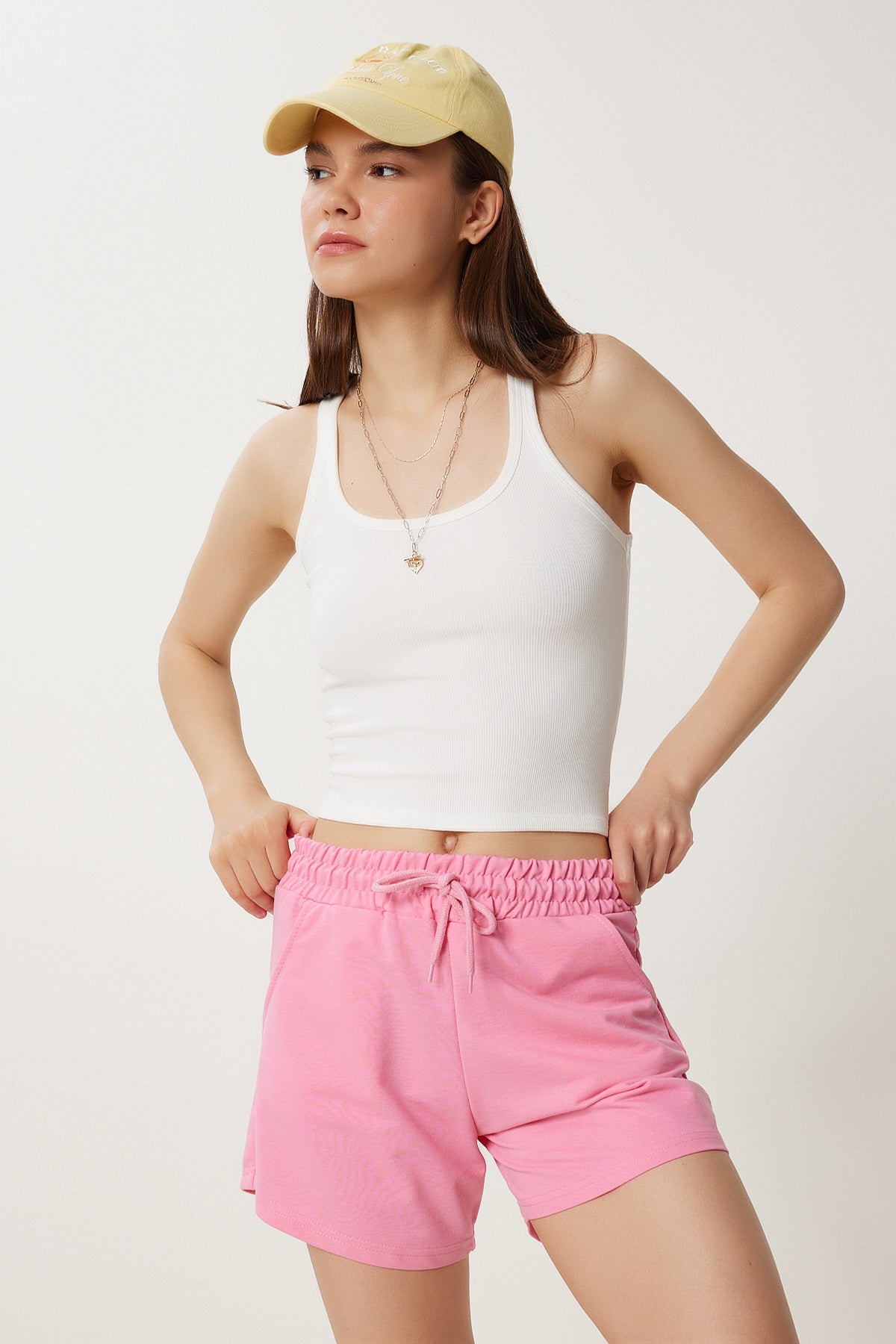 Pembe Örme Eşofman Şort ZV00324