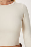 Krem Basic Crop Triko Kazak MX00248