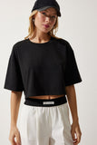 Siyah Basic Crop Örme T-Shirt RG00008