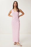 Pembe Askılı Yazlık Triko Elbise YY00235
