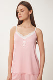 Pembe Dantelli Şortlu Pijama Takımı PQ00003